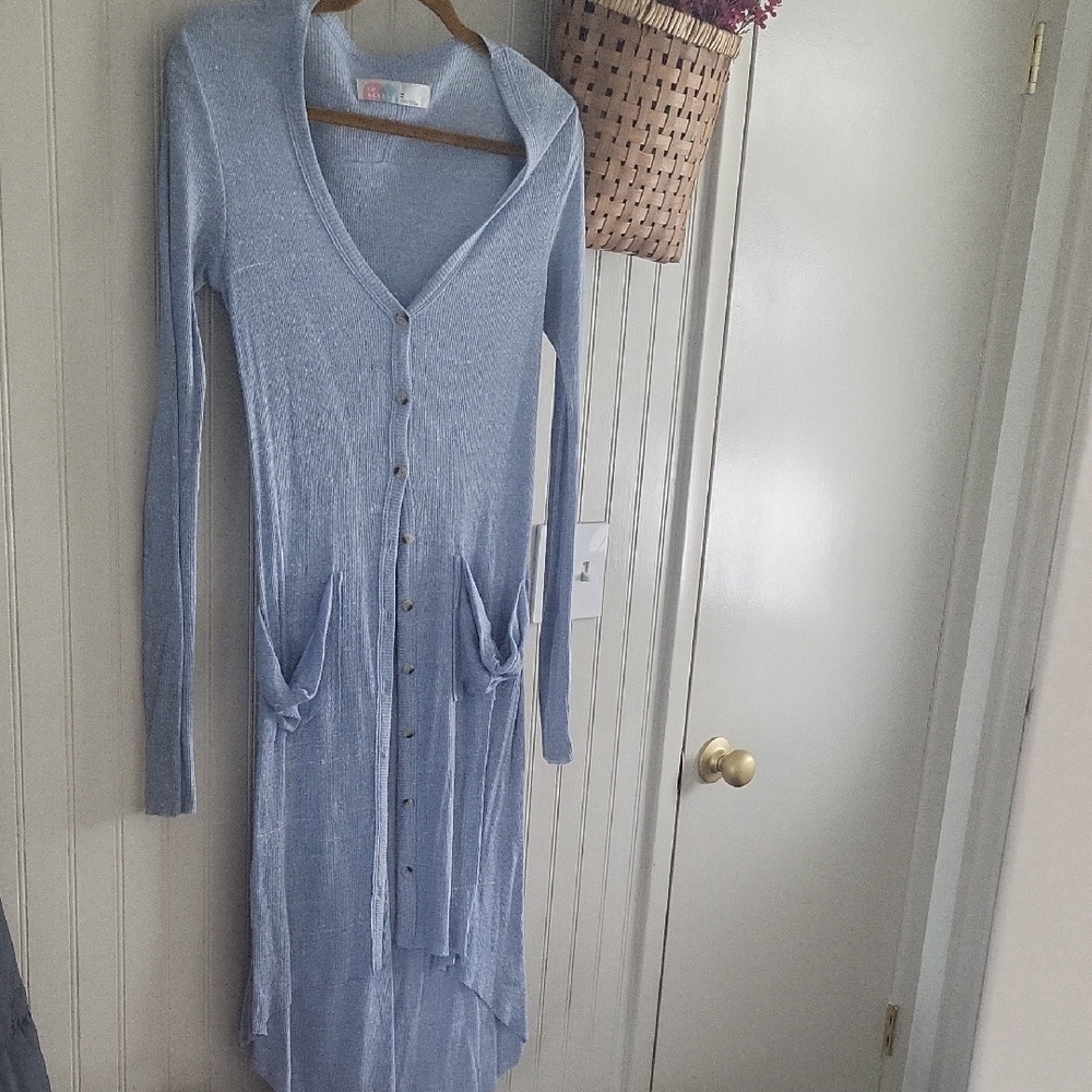 Elegant Blue Button-Up Dress